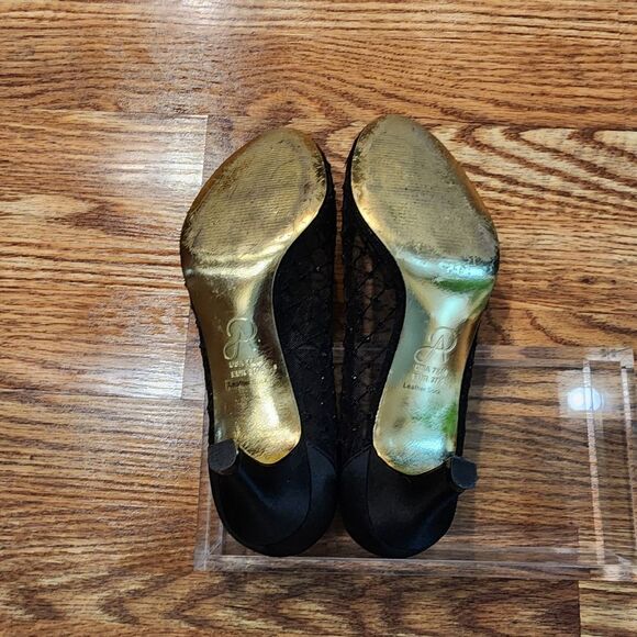 Adrianna Papell Black Mesh Open Toe Jamie Heels Womens Size 7.5M - Picture 9 of 11